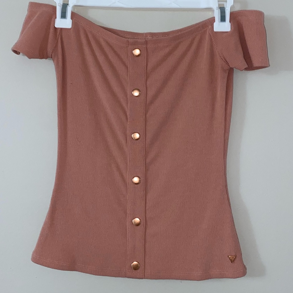 Guess brand Light Pink & Rose Gold Strapless Top - small